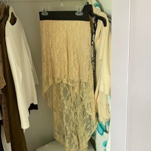 Lace covered short skirt
